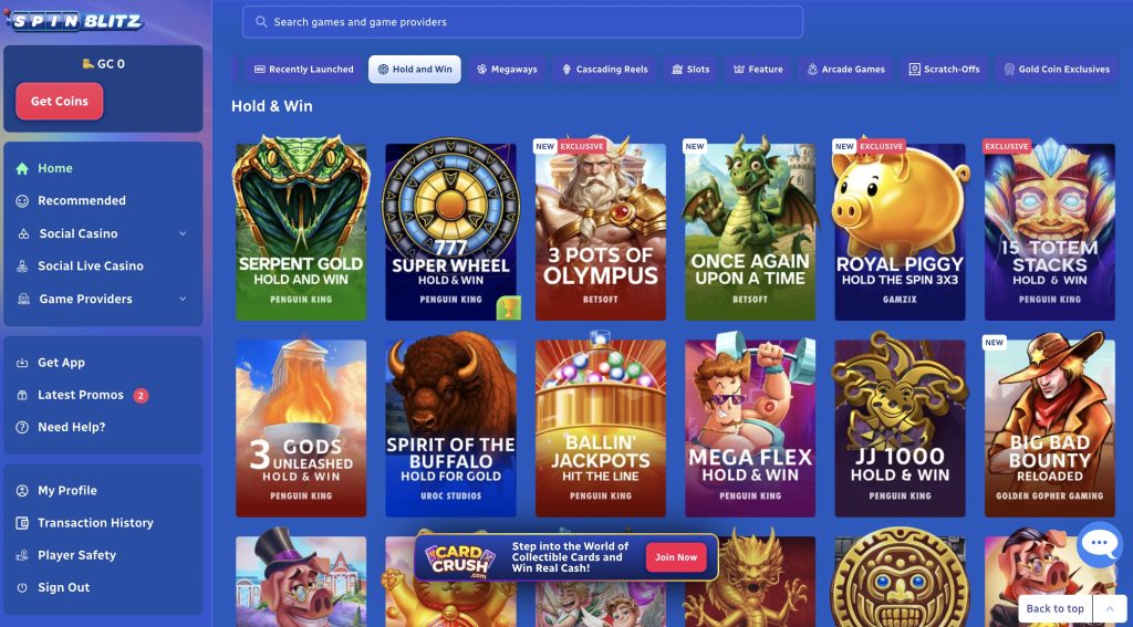 Spinblitz Sweeps Casino Hold and Win Slots